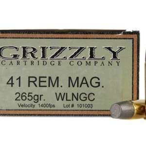 Grizzly Ammunition 41 Remington Magnum 265 Grain Cast Performance Lead Wide Flat Nose Gas Check 500 rounds