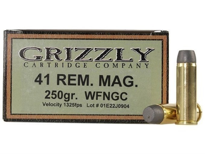 Grizzly Ammunition 41 Remington Magnum 250 Grain Cast Performance Lead Wide Flat Nose Gas Check 500 rounds
