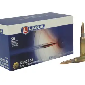 Lapua Scenar Ammunition 6.5x55mm Swedish Mauser 123 Grain Point Boat Tail Hollow High Velocity