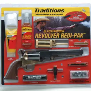 Traditions 1851 Navy Redi-Pak Black Powder Revolver 44 Caliber 7.375" Blued Barrel Brass Frame Walnut Grips