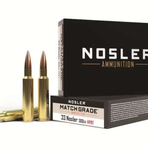 Nosler Match Grade Ammunition 33 Nosler 300 Grain Custom Competition Hollow Point Boat Tail
