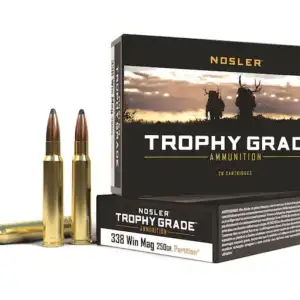 Nosler Trophy Grade Ammunition 338 Winchester Magnum 250 Grain Partition