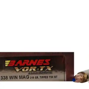 Barnes VOR-TX Ammunition 338 Winchester Magnum 210 Grain TTSX Polymer Tipped Spitzer Boat Tail Lead-Free