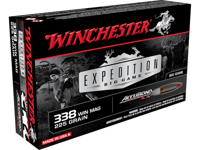 Winchester Expedition Big Game Ammunition 338 Winchester Magnum 225 Grain Nosler AccuBond