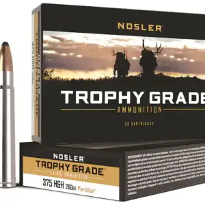Nosler Trophy Grade Ammunition 375 H&H Magnum 260 Grain Partition