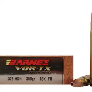 Barnes VOR-TX Safari Ammunition 375 H&H Magnum 300 Grain TSX Hollow Point Flat Base Lead-Free