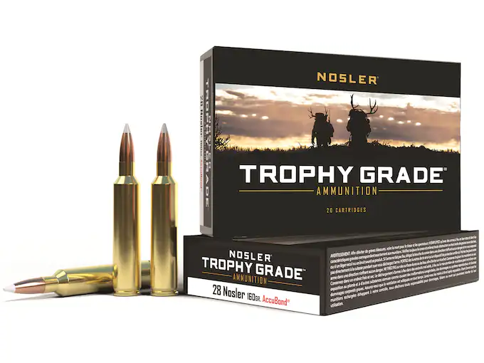 Nosler Trophy Grade Ammunition 28 Nosler 160 Grain AccuBond Spitzer
