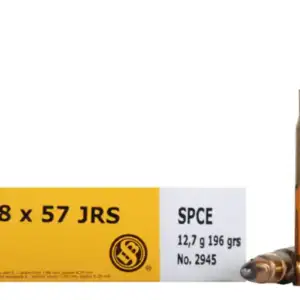 Sellier & Bellot Ammunition 8x57mm JRS (8mm Rimmed Mauser) 196 Grain Soft Point Cutting Edge