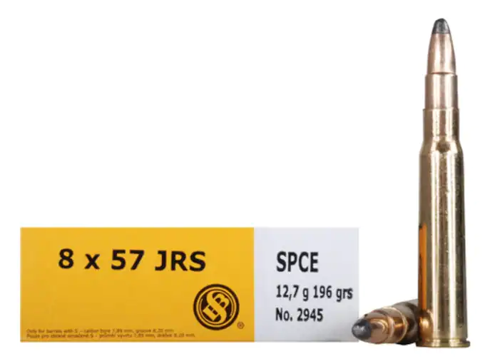 Sellier & Bellot Ammunition 8x57mm JRS (8mm Rimmed Mauser) 196 Grain Soft Point Cutting Edge