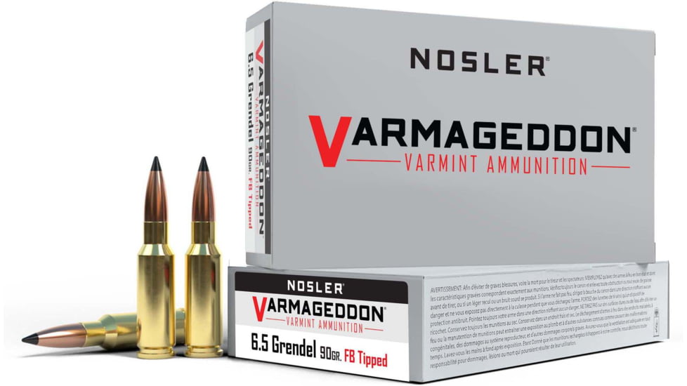Nosler Match Grade 6.5mm Grendel 90 Grain Flat Base Tipped Brass Cased Centerfire Rifle Ammunition 360rnd