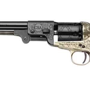 Pietta 1851 CSA Commemorative Brass Black Powder Revolver 44 Caliber 7.5" Barrel Brass Engraved Frame Blue