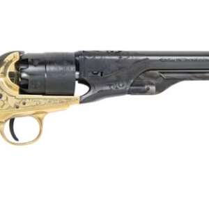 Traditions 1860 Army Black Powder Revolver 44 Caliber 8" Blued Barrel Engraved Brass Frame Walnut Grips