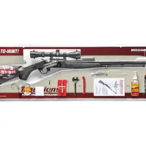 Traditions Buckstalker Muzzleloading Rifle with 3-9x 40mm Scope and Redi-Pak 50 Caliber 24" Blued Barrel Synthetic Stock Black