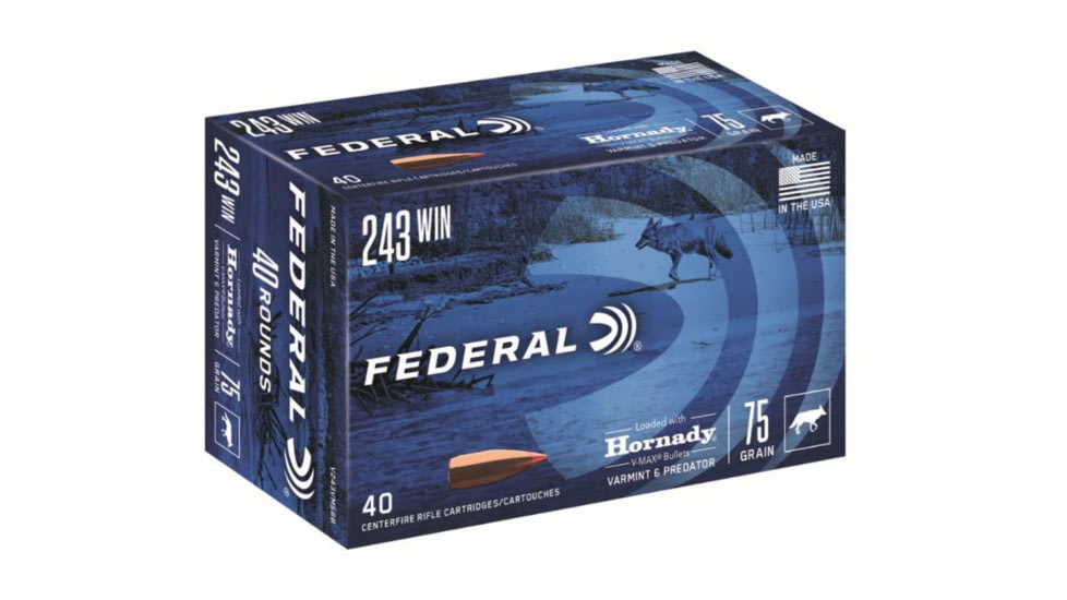 Federal Premium HORNADY V-MAX .243 Winchester 75 grain Hornady V-Max Centerfire Rifle Ammunition 300rnd