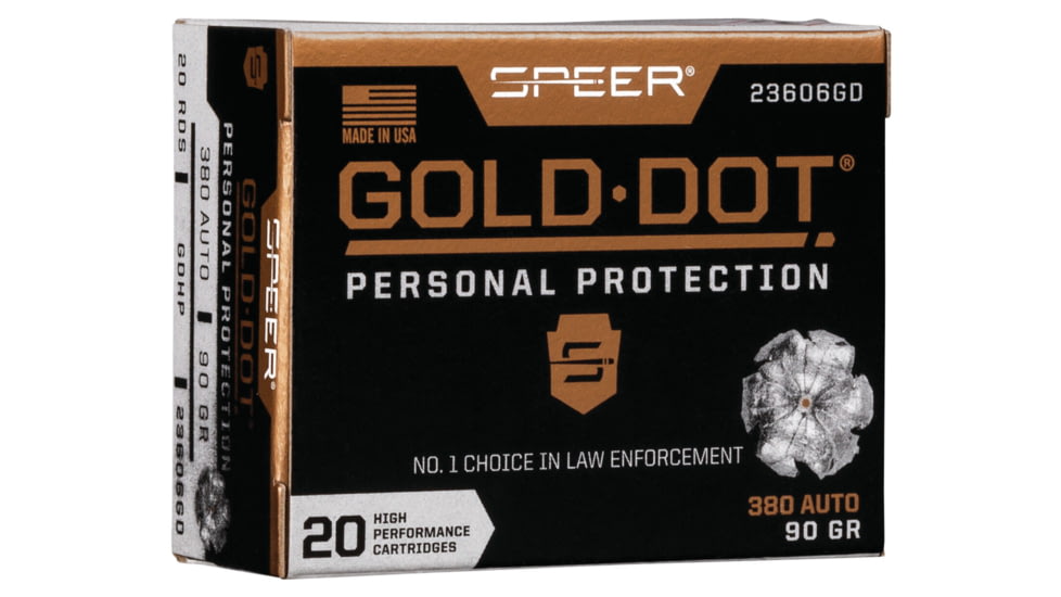 Speer Gold Dot .380 ACP 90 grain Gold Dot Hollow Point Centerfire Pistol Ammunition