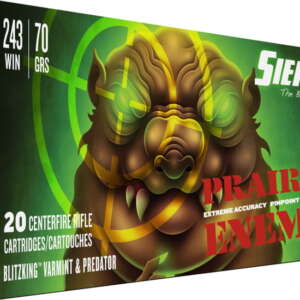 Sierra Prairie Enemy .243 Winchester 70 Grain, Sierra BlitzKing Nickel Plated Brass Cased Centerfire Rifle Ammunition 300rnd